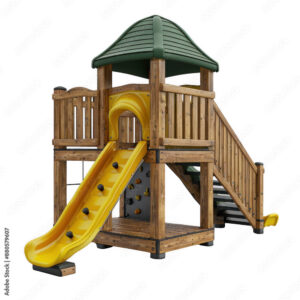 Turm mit Walmdach und Rutsche